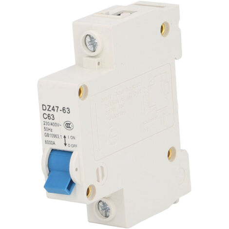 Disjoncteur miniature 1P isolateur de courant résiduel montage sur rail DIN 230V 400V 63A DZ47-63 C63