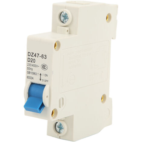 Disjoncteur Miniature 1P, interrupteur de Protection contre les surcharges à montage sur Rail DIN AC 230V 400V 20A (1/5)