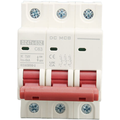 Disjoncteur Miniature 3P monté sur Rail DIN interrupteur de Protection contre les courts-circuits DC 750V 63A 6000A (1/5)