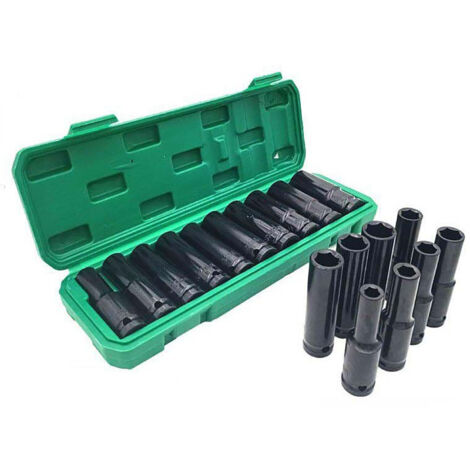 10 pièces 1/2 jeu de douilles 10mm à 24mm vis hexagonale Interface clé électrique perceuse pneumatique jeu de douilles à chocs (1/5)