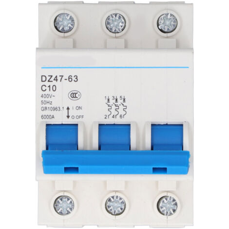 Disjoncteur protecteur de surcharge 3 ples 10A, disjoncteur Miniature à montage sur Rail DIN 400V (1/5)