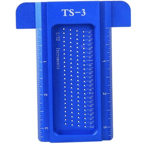 Règle de T de marquage de précision, outil de mesure de travail du bois de mesure de positionnement de trou d'alliage d'aluminium(Bleu),Jauge De Traçage (1/4)