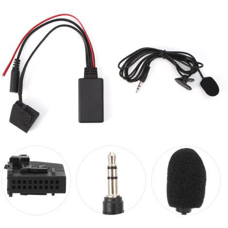 Adaptateur de Câble Audio Bluetooth Adaptateur de Microphone sans Fil, Adaptateur de Câble Bluetooth AUX 18 Broches, Plug and Play, pour Mercedes Benz Comand 2.0 W211 W208 W168 W203