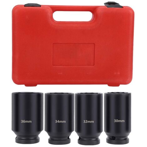4Pcs 1 2 pouce Double Douille à Impact Profond Hex 12 Point Haute Dureté Chrome Acier Molybdène Douille Clé Pneumatique,Clé À Douille (1/5)