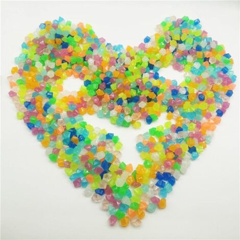 Pierres Décoratives, 300pcs Pierres Luminescentes Artificielles de Couleurs Vives Brillant dans Le Noir Pierres Décoratives pour Ornement de Jardin D'aquarium
