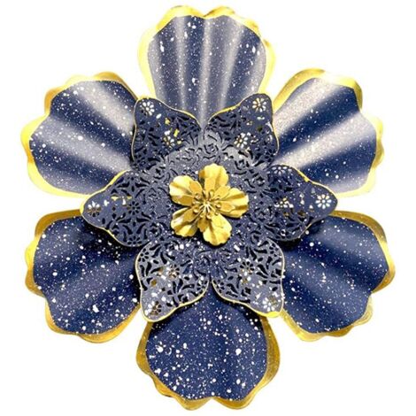 Ornement de Fleur en Métal, Décoration Murale Unique à Quatre Couches de Pétales en Métal, Résistant à la Rouille, Facile à Installer, Ornements Décoratifs de Fleurs pour la (2) (1/5)