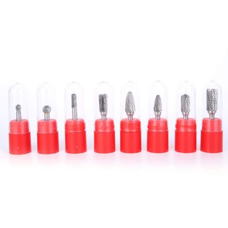 8 Têtes de Meulage En Acier Au Tungstène, Kits de Fraises en Carbure Monobloc, Outils Polissage Rotatifs Coupés, Avec Diamètre Tête Coupe 6 Mm, Pour Le Travail Du Bois, La Gravure, Le Perç (1/5)