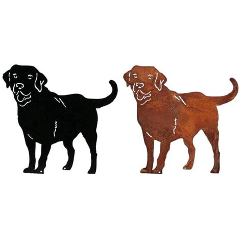 Piquets de Chien en Métal de Jardin, Sculpture Animale de Silhouette de Labrador pour la Décoration de Jardin D'arrière-Cour (Le Noir) (1/5)