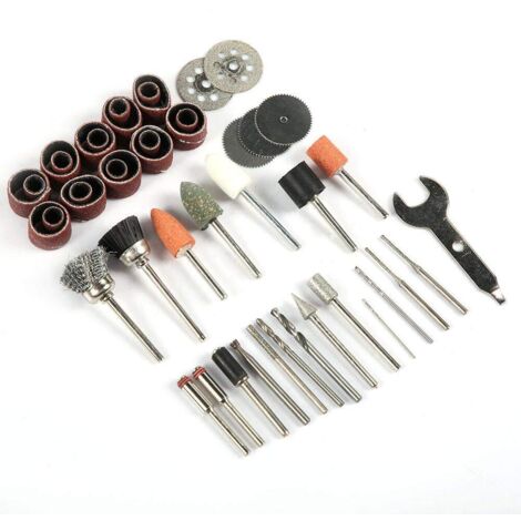 46pcs Broyeur Electrique Air Accessoire de Meulage Coupe Kit de Polissage Papier Verre Papier Abrasif Brosse en Pierre Tête Meulage Diamant (46PCS) (1/4)