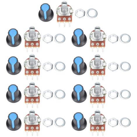 Ensemble de potentiomètres rotatifs linéaires en métal, 9 pièces, B1k 2k 5k 10k 20k 50k 100k 500k 1m WH148 (1/5)
