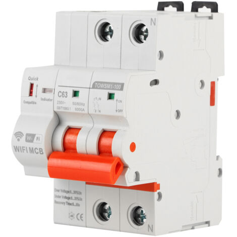Disjoncteur WiFi Intelligent 2P montage sur Rail Din AC 230V pour usine domestique TOWSM1-100 (1/5)