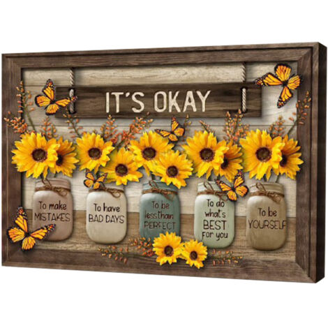 Décoration Murale en Bois avec de Papillons et de Tournesols, Couleurs Vives, Motif Papillon et Tournesol, Excellent Cadeau pour la Saint-Valentin, un Anniversaire (a) (1/5)