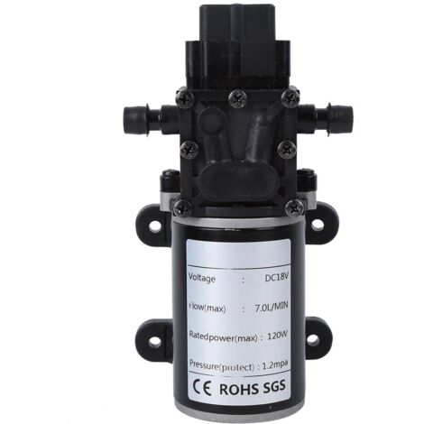 Pompe à diaphragme intelligente haute pression DC12V 120W 7L/min 10mm sortie d'eau droite moteur 18V (1/5)