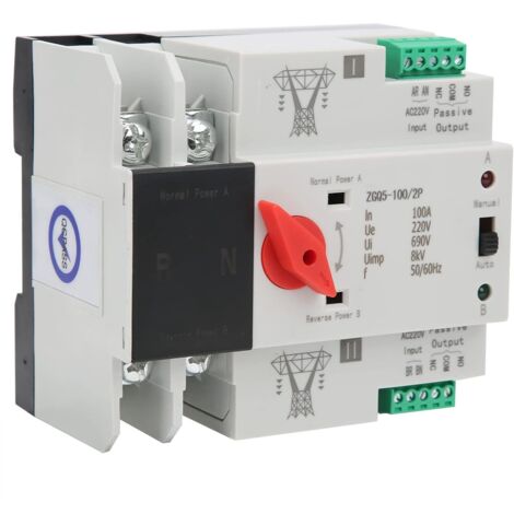 Commutateur de Transfert, Commutateur de Transfert Automatique à Double Puissance, Contrôleur de Commutateur de Transfert à 2 Voies sans Interruption ZGQ5-100 / 2P 220V avec une Bonne Isolation (1/5)