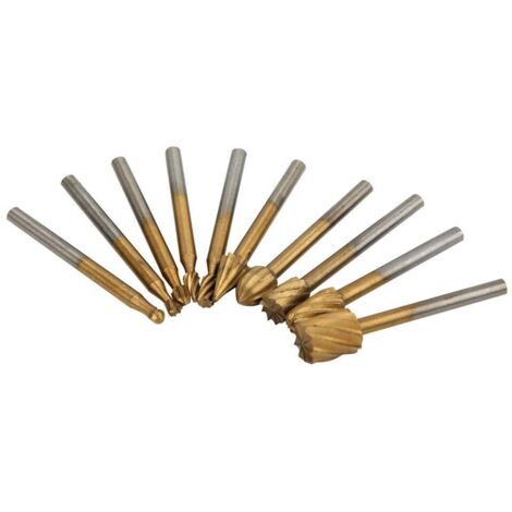 10 Pièces Double Cut Carbure Burr Set, Fraise Rotative Fraise À Gravure Gravure Meuleuse Électrique Accessoires,Lime Rotative (1/4)