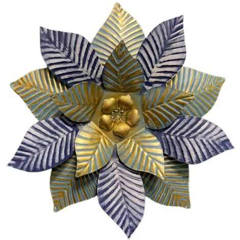 Ornement de Fleur en Métal, Décoration Murale Unique à Quatre Couches de Pétales en Métal, Résistant à la Rouille, Facile à Installer, Ornements Décoratifs de Fleurs pour la (1) (1/5)