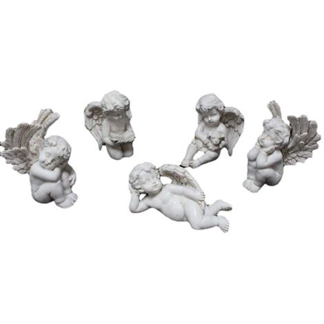 Statue de Jardin Miniature en Résine avec 5 Piquets d'ange, Taille 6 Cm pour Plantes en Pot, Mini Paysage avec Emballage Inclus (1) (1/5)