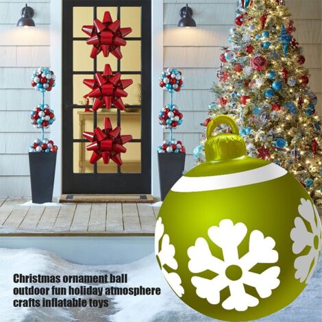 Boule Gonflable De Noël - 40x40x55 Cm - PVC - Décoration Extérieure/Intérieure, Pelouse, Piscine - Jaune
