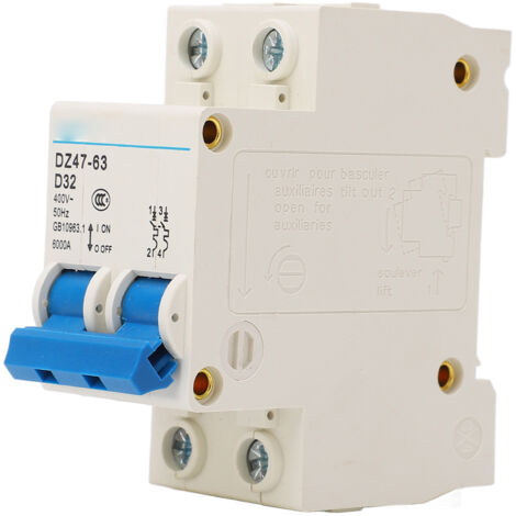 Disjoncteur Miniature 2P Compact monté sur Rail DIN, capacité de coupure 6000A 400V 32A (1/5)