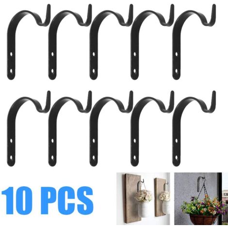 Applique Murale de Jardin Suspendue 10 Pièces en Fer Applique Murale de Jardin Suspendue Fleur Plante Cintre Pot Support Support (Noir) (1/5)