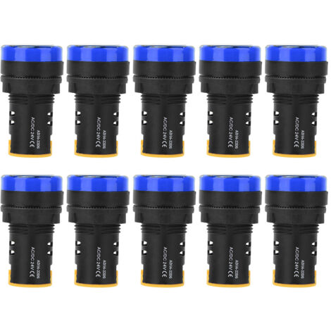 10 pièces BERM LED indicateur de puissance semi-conducteur lampe à économie d'énergie φ22mm 24V AD16-22d S (bleu) (1/5)