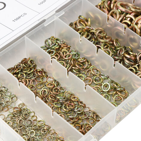 800 pièces rondelle à ressort en acier serrure fendue joint élastique attaches accessoires de matériel avec boîte de rangement (1/5)