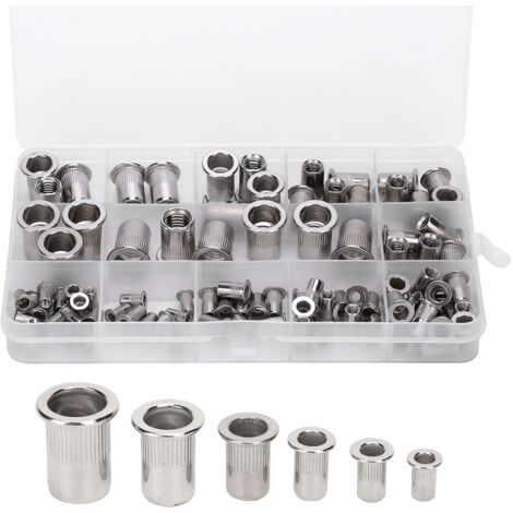 93 pièces en acier inoxydable Rivet écrou en bote M3/4/5/6/8/10 combinaison attache filetée verticale (1/5)