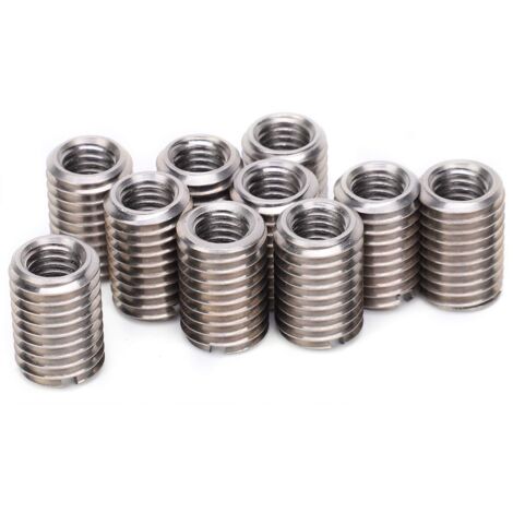 10 Pièces Inserts de Filetage, écrou Réducteur Manchon de Réparation en Acier Inoxydable M8 Femelle et Conversion de Filetage Mâle M12 (1/5)