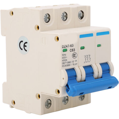 Disjoncteur Miniature 3P 63A – GYM9-C65 230/400VAC – Montage Rail DIN, IP20
