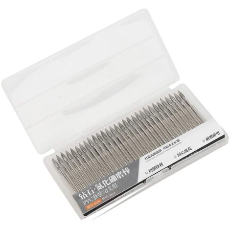 30pcs 150Grit Tip Diamond Bits de Meulage, 3mm Diamond Burr Set, Outils de Sculpture de Meuleuse éLectrique, Avec Traitement Au Nickel Noir, Pour La Gravure Sur Pierre de Jade et Le Verre de Coupe (1/4)