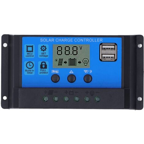 Contrôleur de Charge Solaire MPPT Double USB 5V Sortie Régulateur de Panneau Solaire Affichage LCD PWM Régulateur de Contrôle de Charge 12V 24V (60A) (1/5)