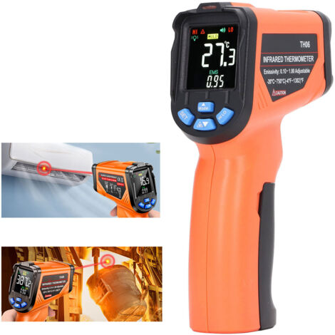 Thermomètre Infrarouge, Thermomètre Laser, -20°C750°C (-4°F1382°F), 【Thermomètre industriel】 Thermomètre sans Contact, LCD Numérique, Emissivité Réglable (Pas pour l'homme) (1/5)