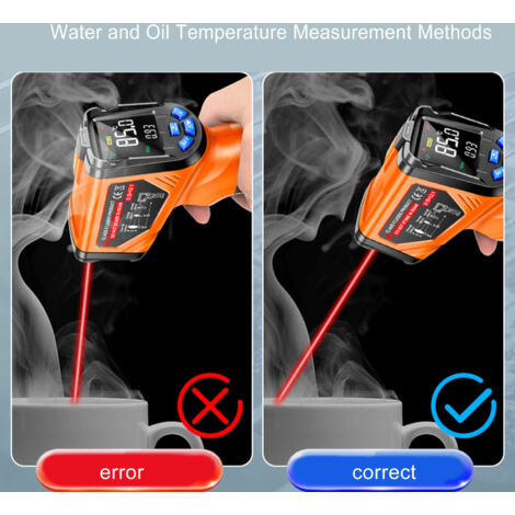 Enowelir Thermomètre Infrarouge Laser Numérique Sans Contact Pistolet Temperature 50c A 600c Avec Ecran Lcd Bleu 91994429