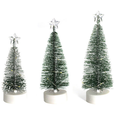 Arbres en Sisal à LED avec Scènes D'arbres Miniatures à Base de Bois, Réalistes et Durables, 3 Pinceaux Givrés Inclus, pour Décor de Fête de Noël (Couleur Assortie) (1/5)