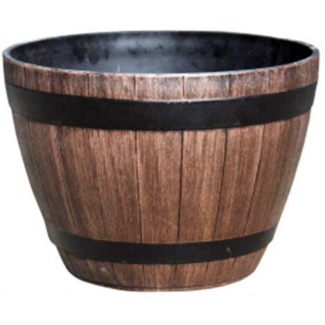 Baril en bois d'imitation Pot de fleur en résine PP Baril de plantation en bois imité (1/5)