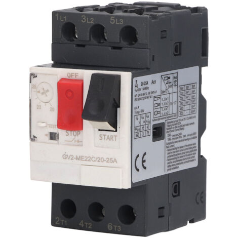 Disjoncteur de moteur 3P, interrupteur de Protection contre les surcharges, bouton de démarrage de moteur manuel, AC 690V GV2-ME22C 20-25A (1/5)