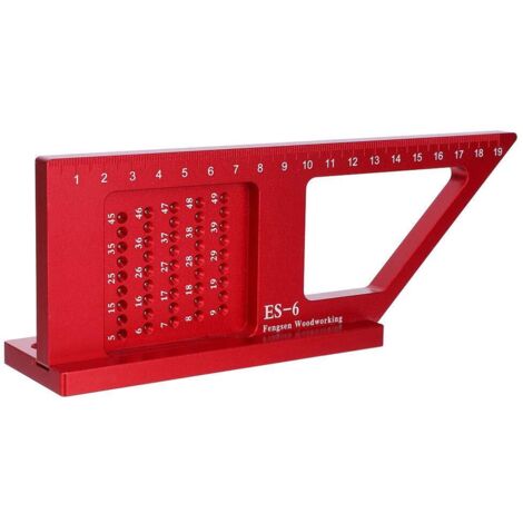 Carpentry Square, 0,1 mm de précision Angle en alliage d'aluminium Règle carrée, Jauge de règle de traçage du bois, Outil de mesure auxiliaire de menuiserie pour automobile, Menuiserie, Bâtiment,Rouge (1/4)