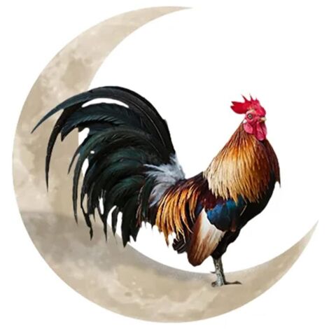 Mur en métal accroché à l'enseigne Coq Lune Mur décoratif Art Unique pour la décoration de Jardin Familial agricole (1/5)