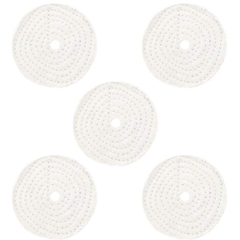 Roue de Polissage, 5Pcs 4 Pouces Roue de Polissage de Polissage Blanc Coton Traité Spirale Cousue de Polissage Roue de Polissage pour Miroir de Polissage de Bijoux en Métal Outil Abrasif (1/5)