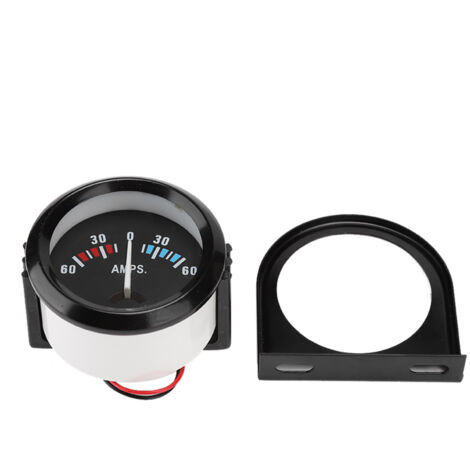 Jauge Ampèremètre Voltmètre Voiture 52mm 12V 60-0-60A Avec Rétroéclairage – Noir ABS Élégant