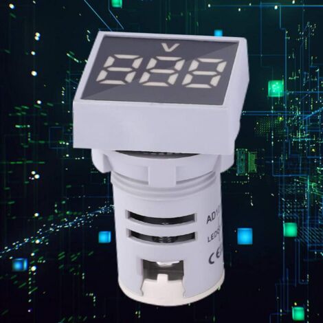 Lumière de signalisation voltmètre, lumière mini voltmètre, dimensions compactes en plastique pour signal d'avertissement (blanc) (1/5)