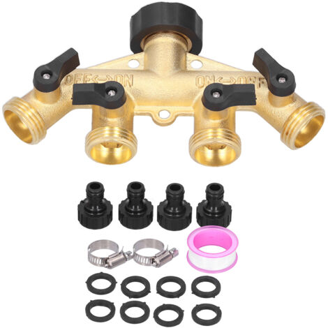 Répartiteur de tuyau d'eau à 4 voies G3/4, adaptateur de tuyau d'arrosage, distributeur de connecteur d'arrosage pour robinet (1/5)