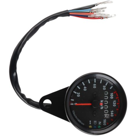 Compteur kilométrique moto rétroéclairage LED compteur de vitesse jauge signal universel (noir) (1/5)