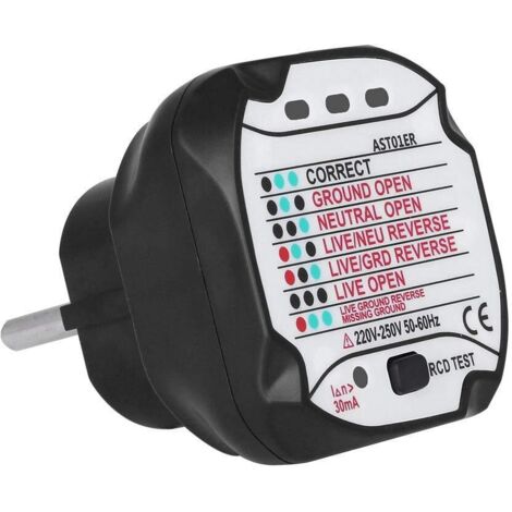 Testeur de Prise, BSIDE AST Socket Tester, Testeur de Prises de Courant Détecteur de Circuit Électrique Automatique (220V EU Plug) (1/5)
