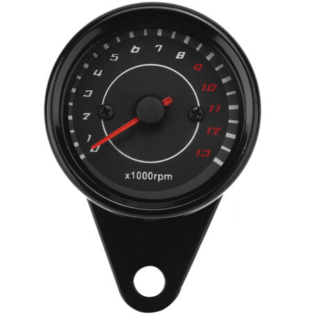 Tachymètre rétro-éclairé pour moto, compteur de vitesse, jauge en aluminium, botier noir, cadran noir (1/5)