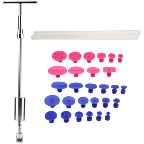 Kit d'outils de réparation sans peinture de Dent de voiture 1 marteau coulissant de barre en T 28 onglets d'extracteur de colle 2 bton gratuit (1/5)