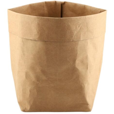 Sac en Papier Kraft Lavable Réutilisable Pots de Fleurs Sac de Rangement DIY Kraft Lavable Jardin Panier de Fleur Rangement Corbeille à Linge Fruits Vêtement Sac de Stockage de Jouets- Brun(252540) (1/5)