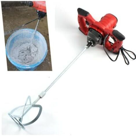 1500W Mélangeur de Ciment Electrique, Mélangeur de Mortier Peinture 220V Malaxeur Ciment Agitateur Mortier Réglable à 6 Vitesses Double Poignée pour Mortiers Béton Coulis de Boue Fourrage (1/5)