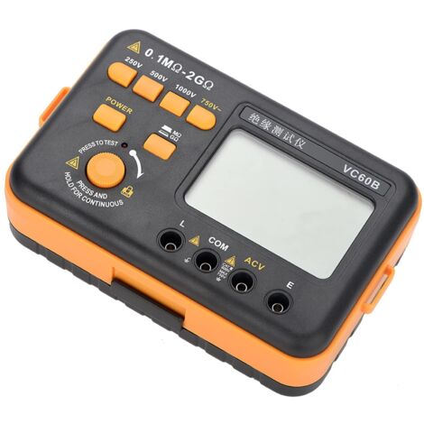 Testeur de Résistance, Mégohmmètre Numérique LCD VC60B Testeur de Résistance D'isolement MegOhm Mètre 200MΩ/2GΩ, Mètres de Résistance D'isolement