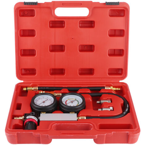 Testeur de fuite de cylindre Kit de détecteur de fuite de Compression à double manomètre 0-7bar/0-100psi (1/5)